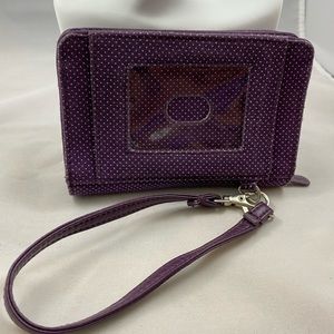 Thirty one purple polka dot wristlet